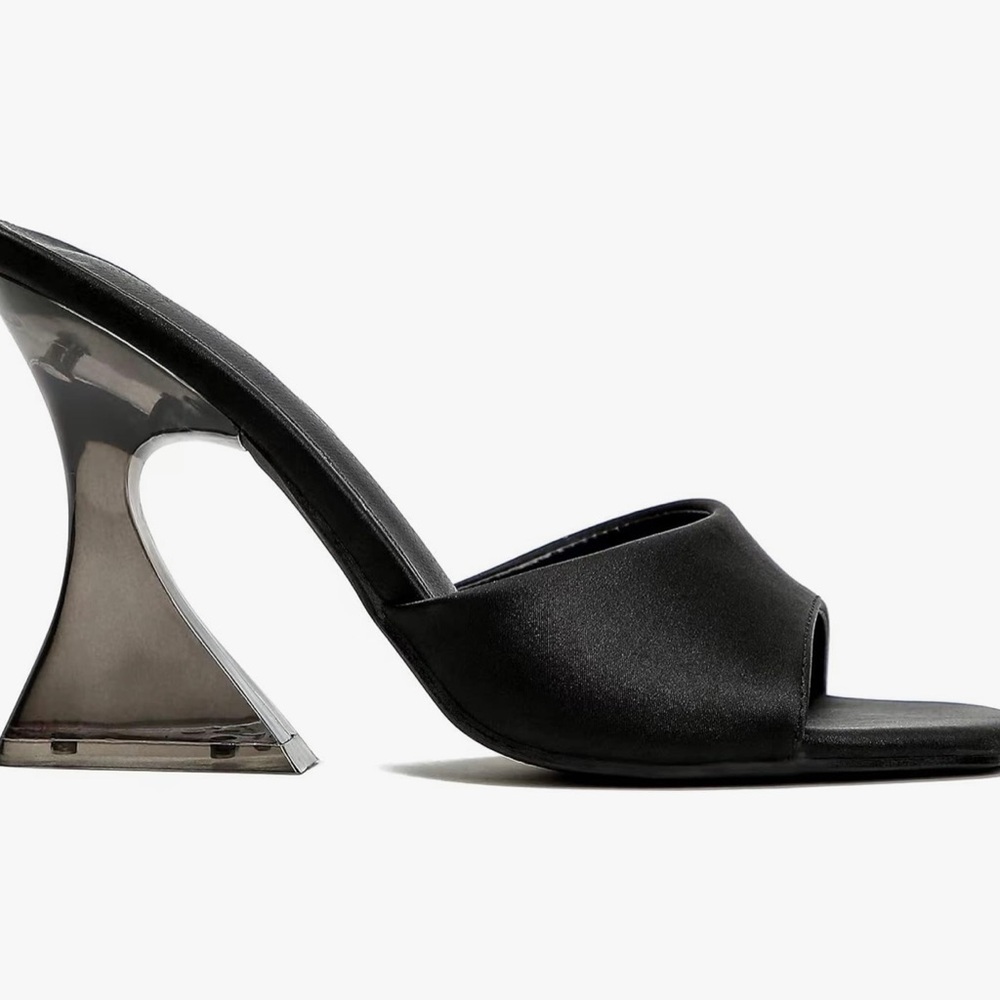 Zara Chic Black Heeled Mules Size 36 WORN ONCE